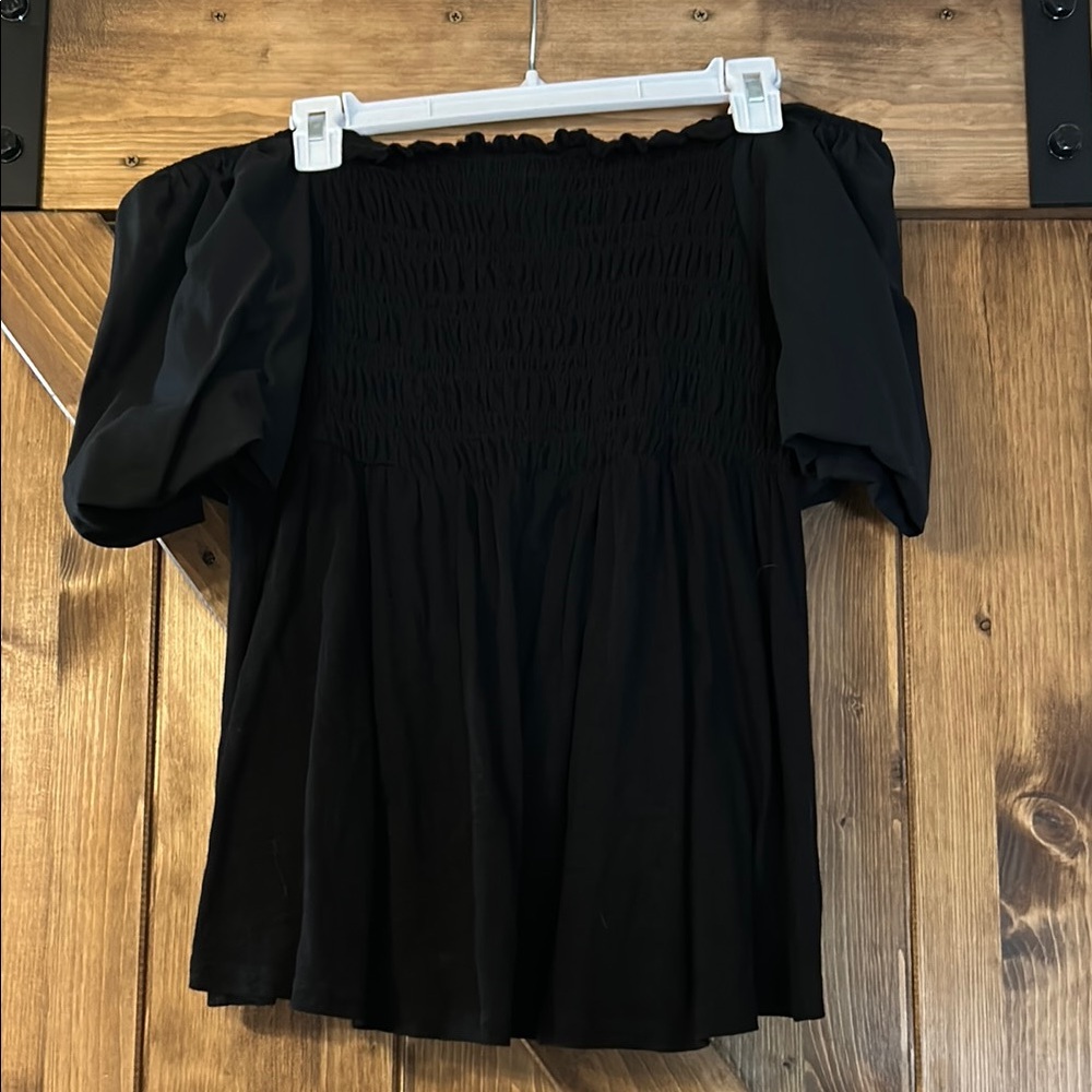 Torrid Black Smocked Off Shoulder Blouse size 0x